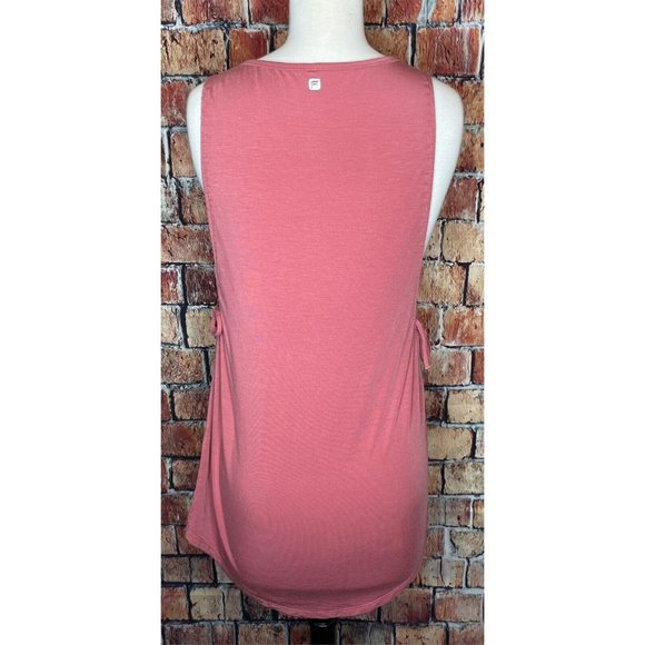 Fabletics Kaya Tank Top Sleeveless Pink Terracotta Ruched Side Tie Women's Small - Picture 3 of 5